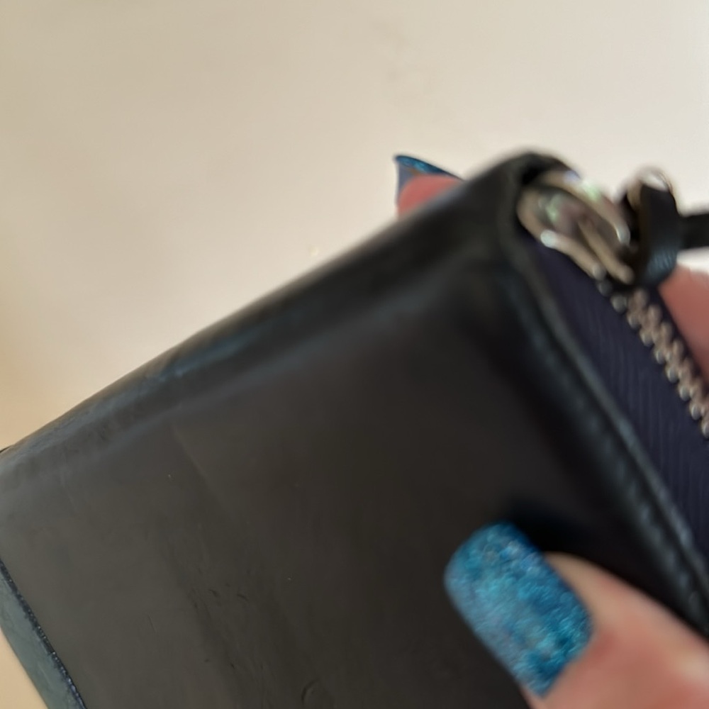 GUCCI Mistral Micro Guccissima zip around wallet. Leather. Black with turquoise - Picture 5 of 12
